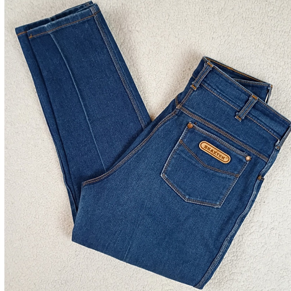 Vintage Braxton Jeans High Rise Women 14 30X29 Blue Permanent Crease Denim Y2K